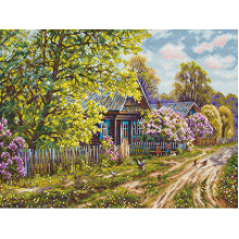 Атмосферная вышивка "Деревенская улица" Атмосферная вышивка "Деревенская улица"